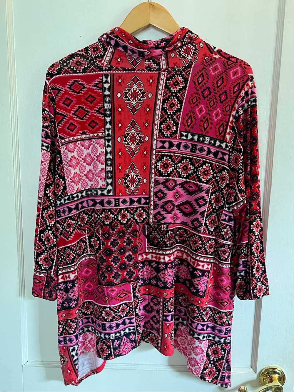 Ruby Rd. Red and Pink Cowl Neck Top - Picture 4 of 4